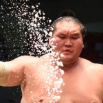 Sumo yokozuna Terunofuji at the 2024 Nagoya basho in Nagoya, Japan.