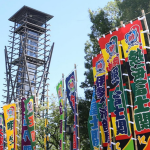 The traditional banners signalling the start of the 2024 aki basho. Grand Sumo's autumn tournament.