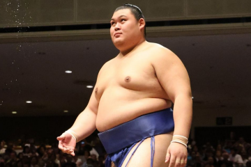 Sumo wrestler Onosato at the 2024 aki basho in Tokyo.