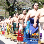 Top division sumo wrestlers in April 2025.