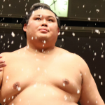 Sumo wrestler Onosato at the 2025 summer tournament in Tokyo, Japan.
