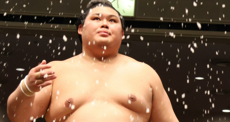 Sumo wrestler Onosato at the 2025 summer tournament in Tokyo, Japan.