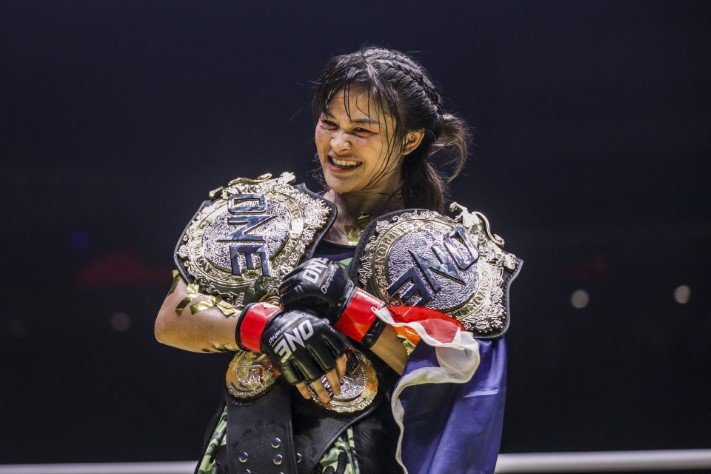 Stamp Fairtex Eyes Strawweight MMA Title Prior Striking Belts