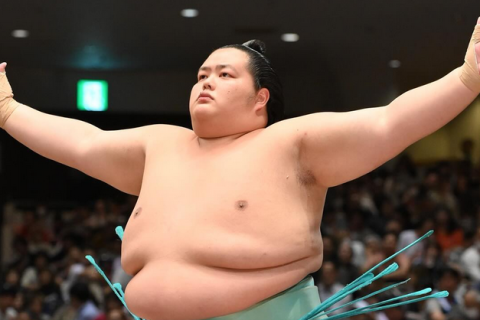 Sumo wrestler Kotozakura before he won the 2024 Kyushu basho.